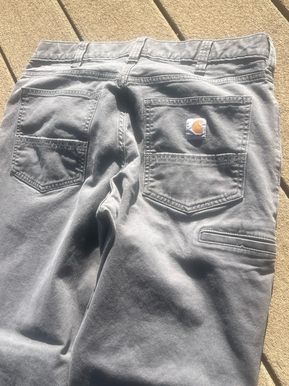 Carhartt Gray Relaxed Fit Work Pants with Metal Button